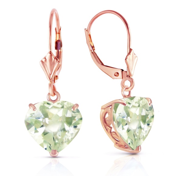 BACK EARRINGS NATURAL 10mm HEART GREEN AMETHYSTS